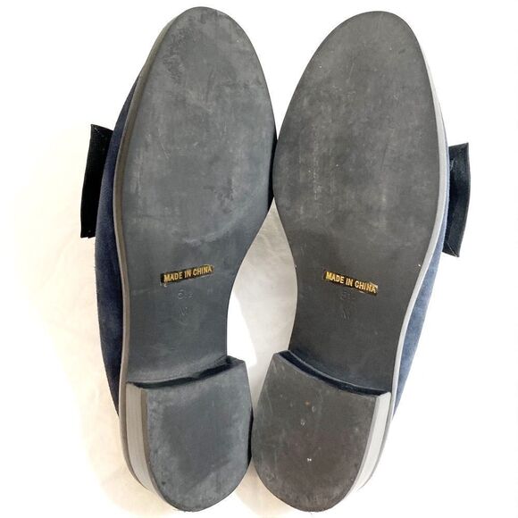 Neiman Marcus Aimy Dark Blue Suede Mules - Picture 4 of 4